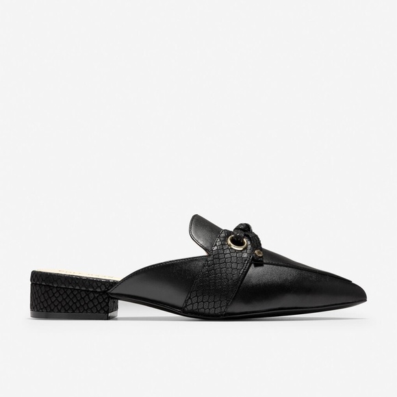 Cole Haan Emily Black Leather Mules Flats Sandals - Picture 5 of 12